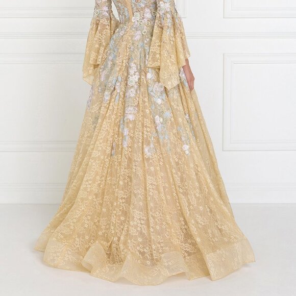 V-Neck Lace Short Sleeve Prom Dress GSGL1592 - Picture 6 of 7